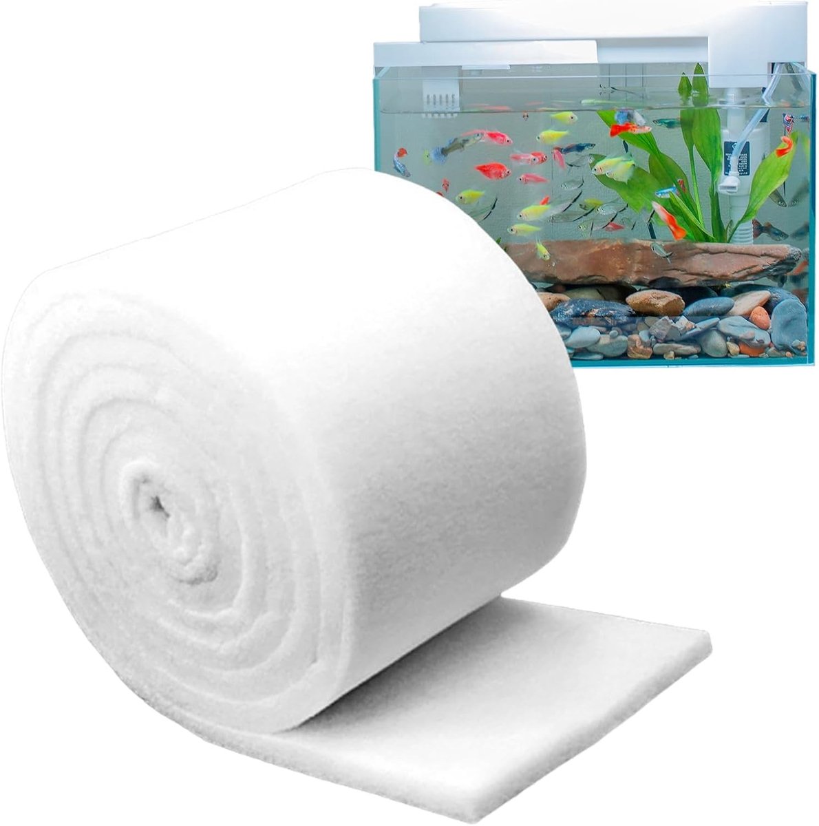 Filterspons - Wit - 1 m x 12 cm - Polyester met Hoge Dichtheid - Voor Aquariums en Airconditioning