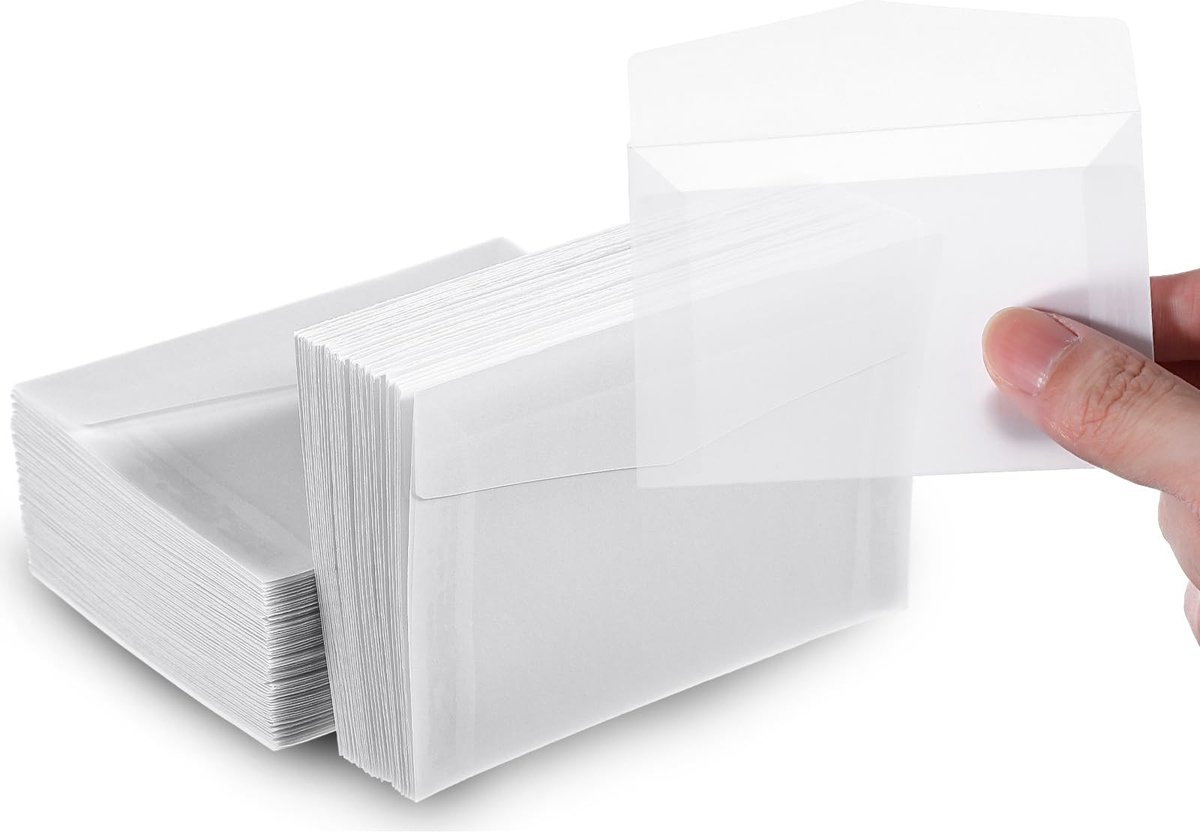 Solidchoice - Set van 100 Transparante Mini Enveloppen voor Postcards en Foto's