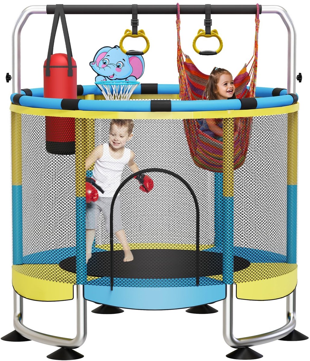 Solidchoice - Kinderen Trampoline 150 cm met Basket en Beveiligingsnet