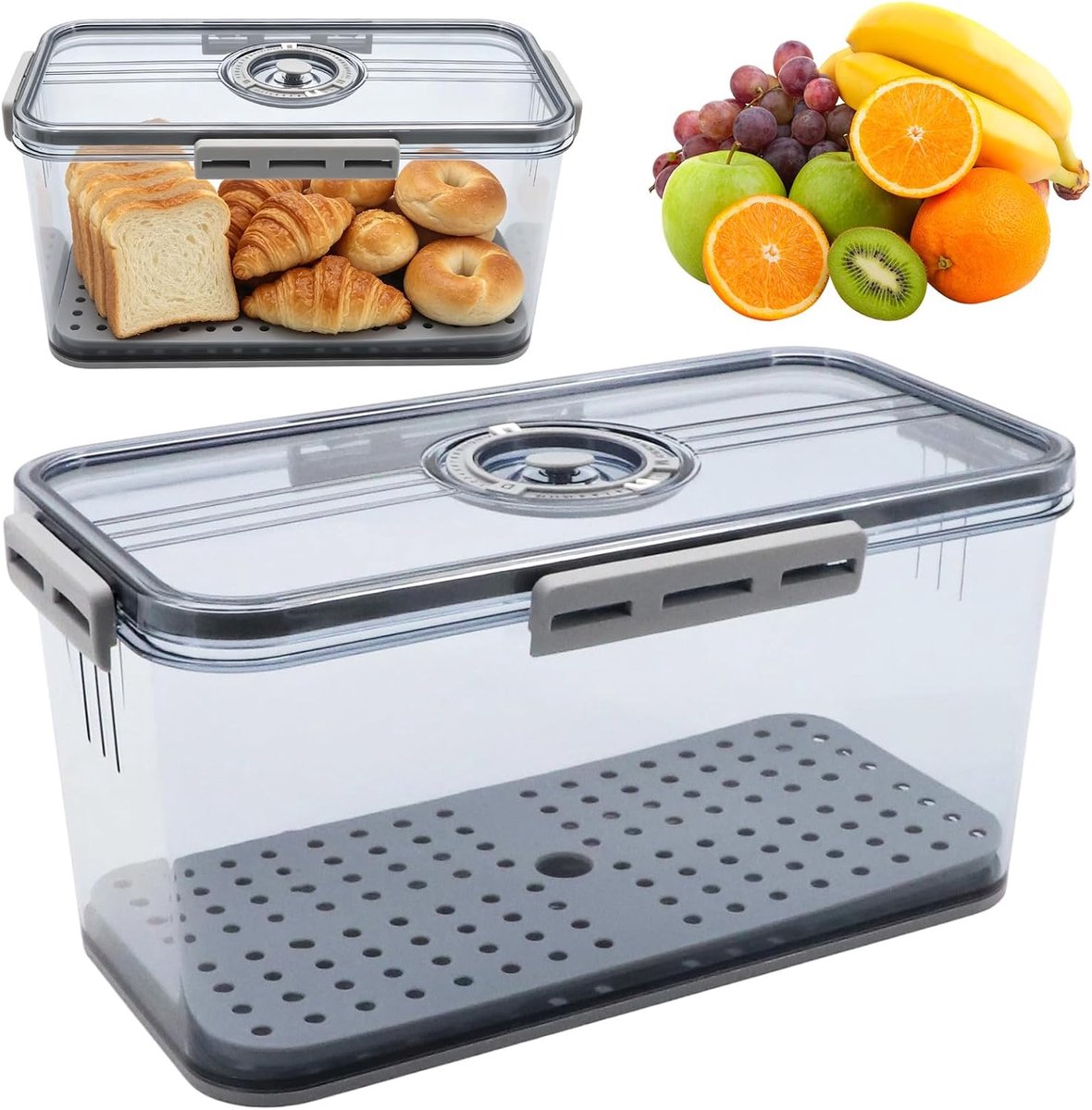 Broodtrommel met kijkvenster 32,5 cm - moderne brooddoos - datumweergave - overzichtelijke opslag - ShopVlot
