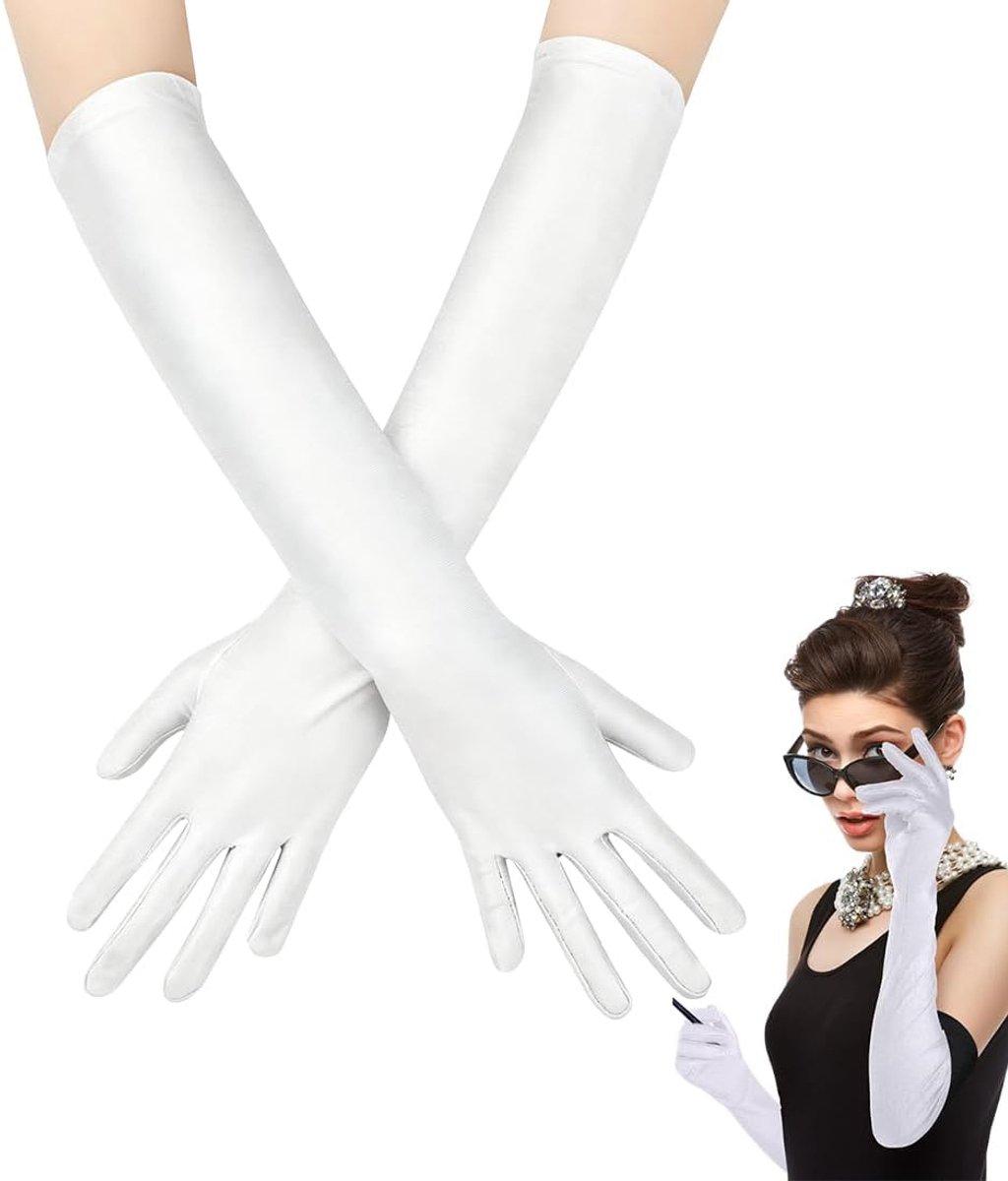 Avondhandschoenen Lange Wit - Elegante Spandex - Comfortabel en Ademend - Perfect voor Bruiloft - ShopVlot