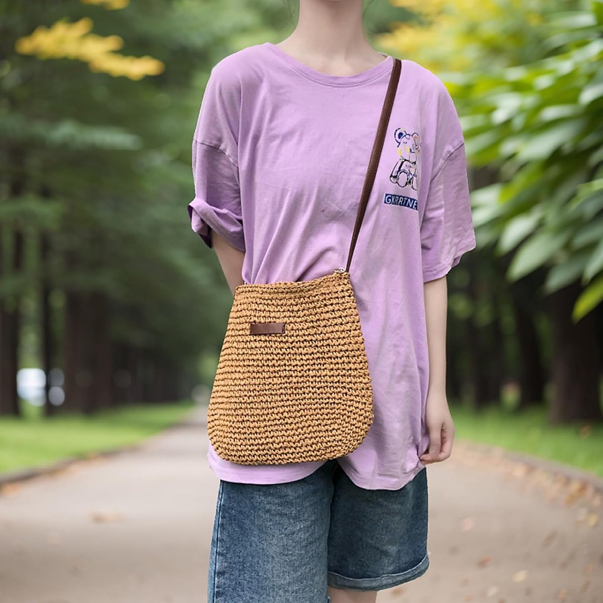 Strandtas voor dames - handgemaakt rieten schoudertas - met rits en verstelbare schouderband - perfect voor vakanties - ShopVlot