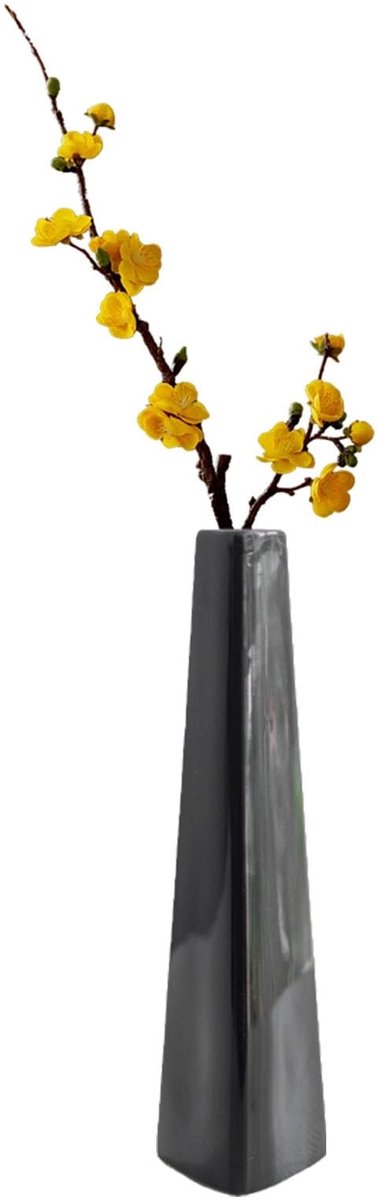Solidchoice - Zwarte Keramische Vaas 18cm voor Enkele Bloem