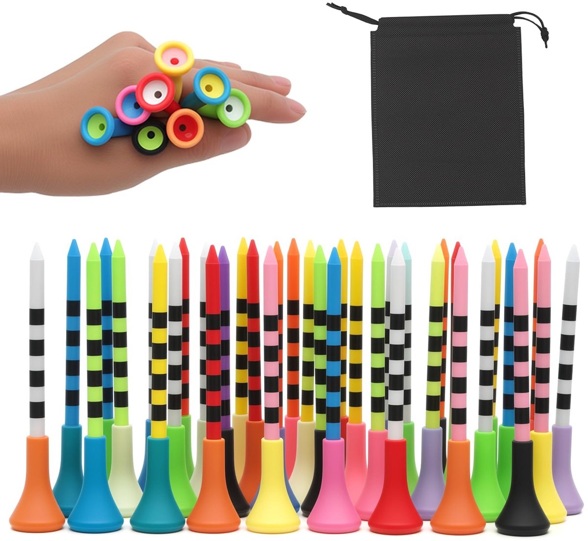 Solidchoice - Set van 50 Kleurige Golf Tees van 83mm voor Golfsport