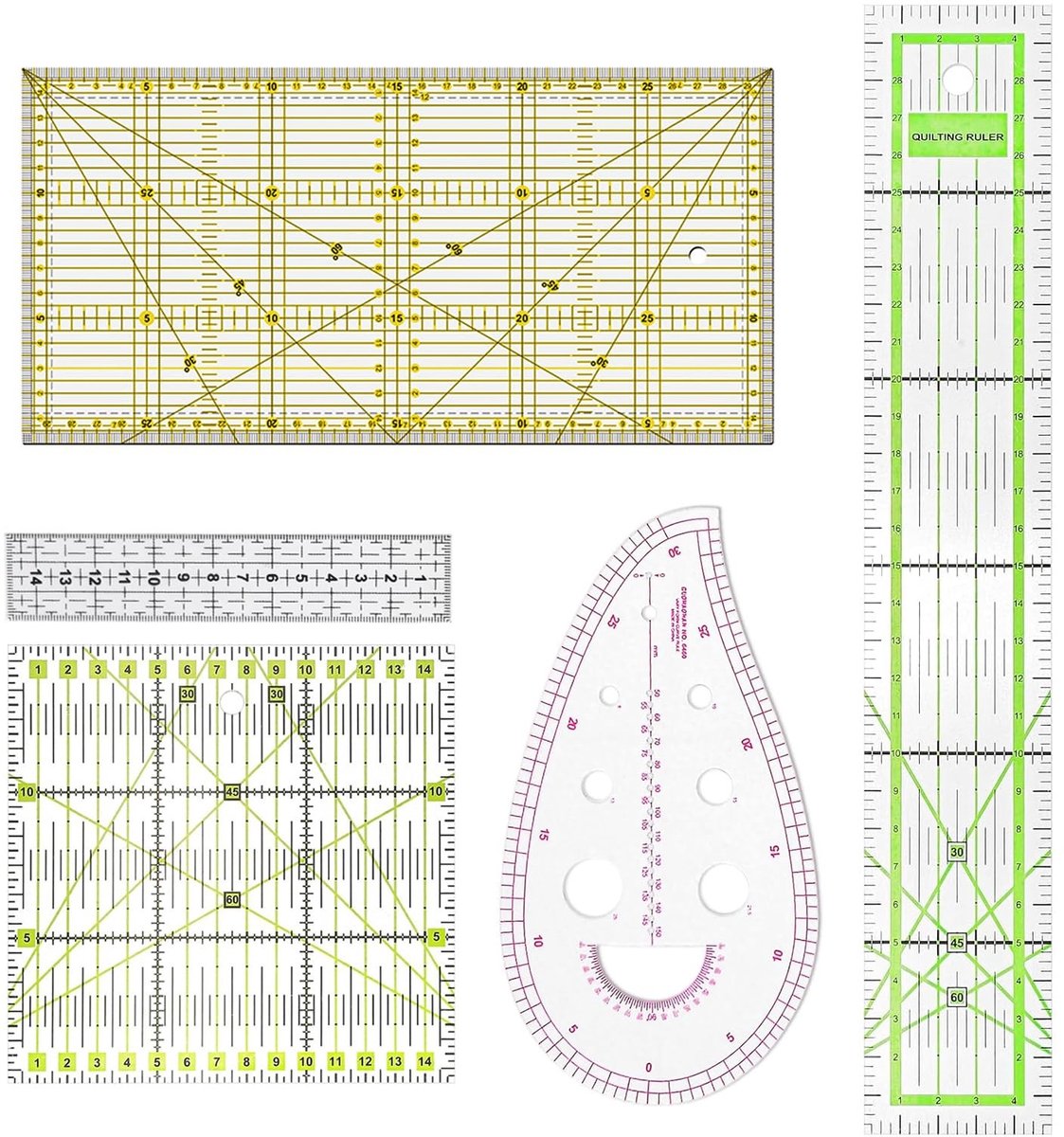 Solidchoice - 5-Piece Patchwork Ruler Set voor Precisie Snijden
