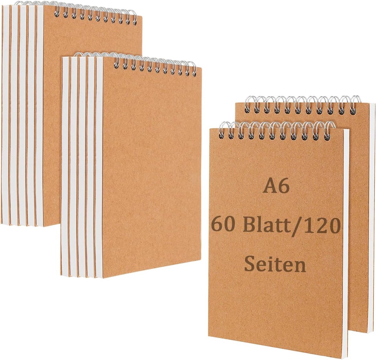Notebook A6 Spiral 15 x 11 cm - Sterke Kaft - 60 Vel / 120 Pagina's - Geschikt voor Schetsen en Schrijven - ShopVlot