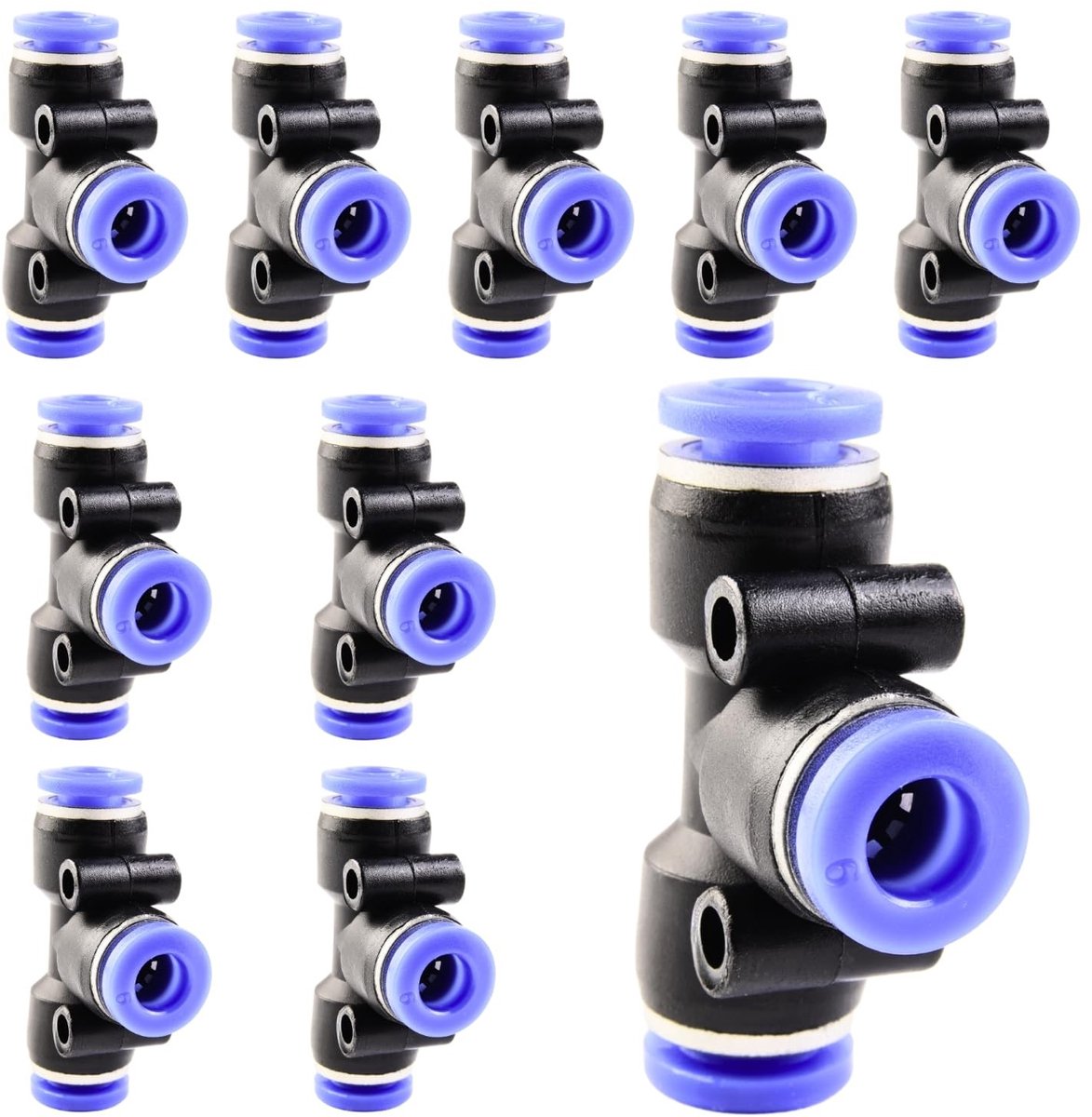 Solidchoice - Set van 10 Pneumatische T-Stuk Verbindingen 6mm