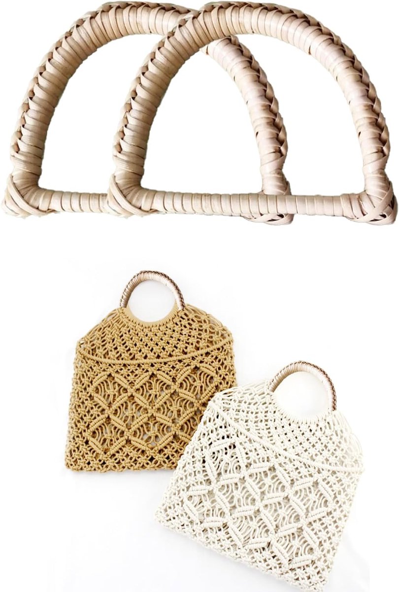 Handtas handgrepen 14cm - D-vormig - Kunststof riet - Ideaal voor handtassen en strandtassen - ShopVlot