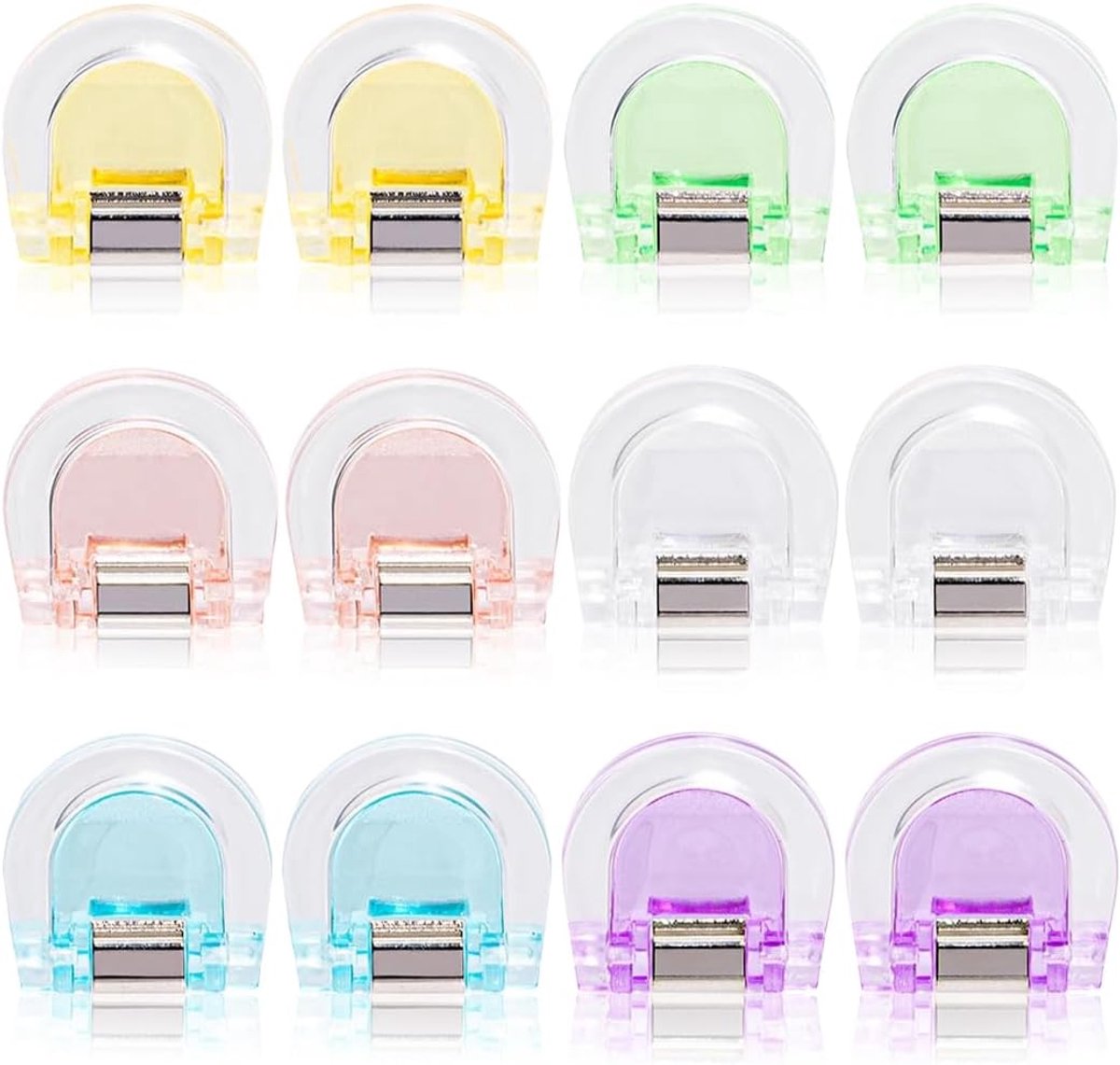 Foldback clips set van 12 stuks - plastic clips in 6 kleuren - sterke klemkracht - ideaal voor documenten - ShopVlot
