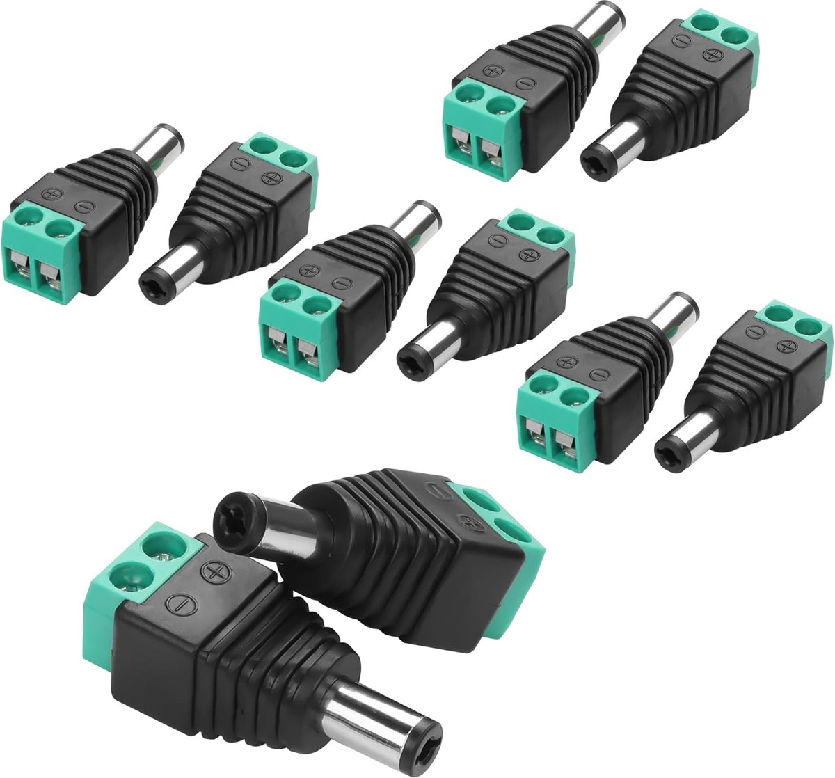 DC adapter 12V 5.5mm x 2.1mm - 10 stuks - milieuvriendelijk PVC - veilig voor LED strips en camera's - ShopVlot