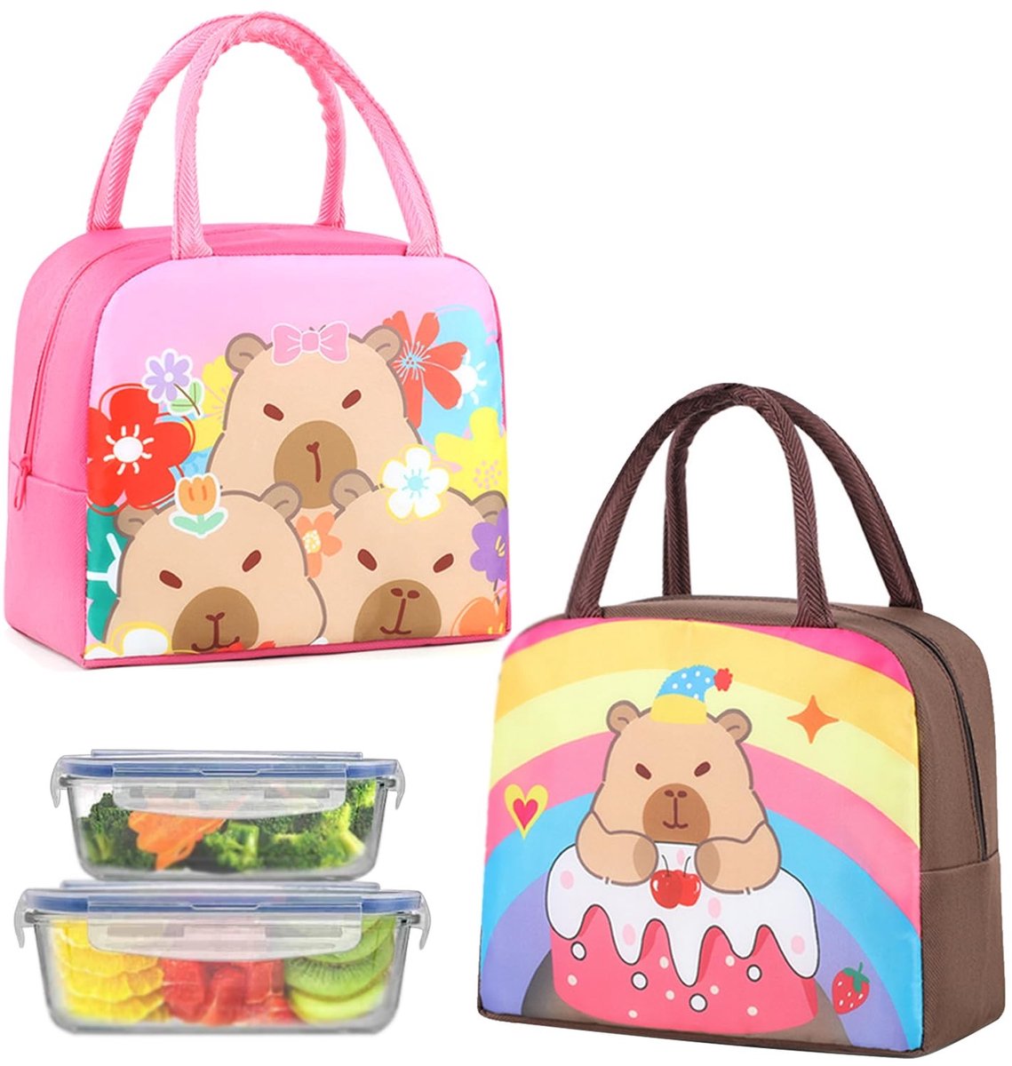 Solidchoice - Set van 2 Kinderen Lunch Tassen met Isolatie en Vouwbaar Ontwerp