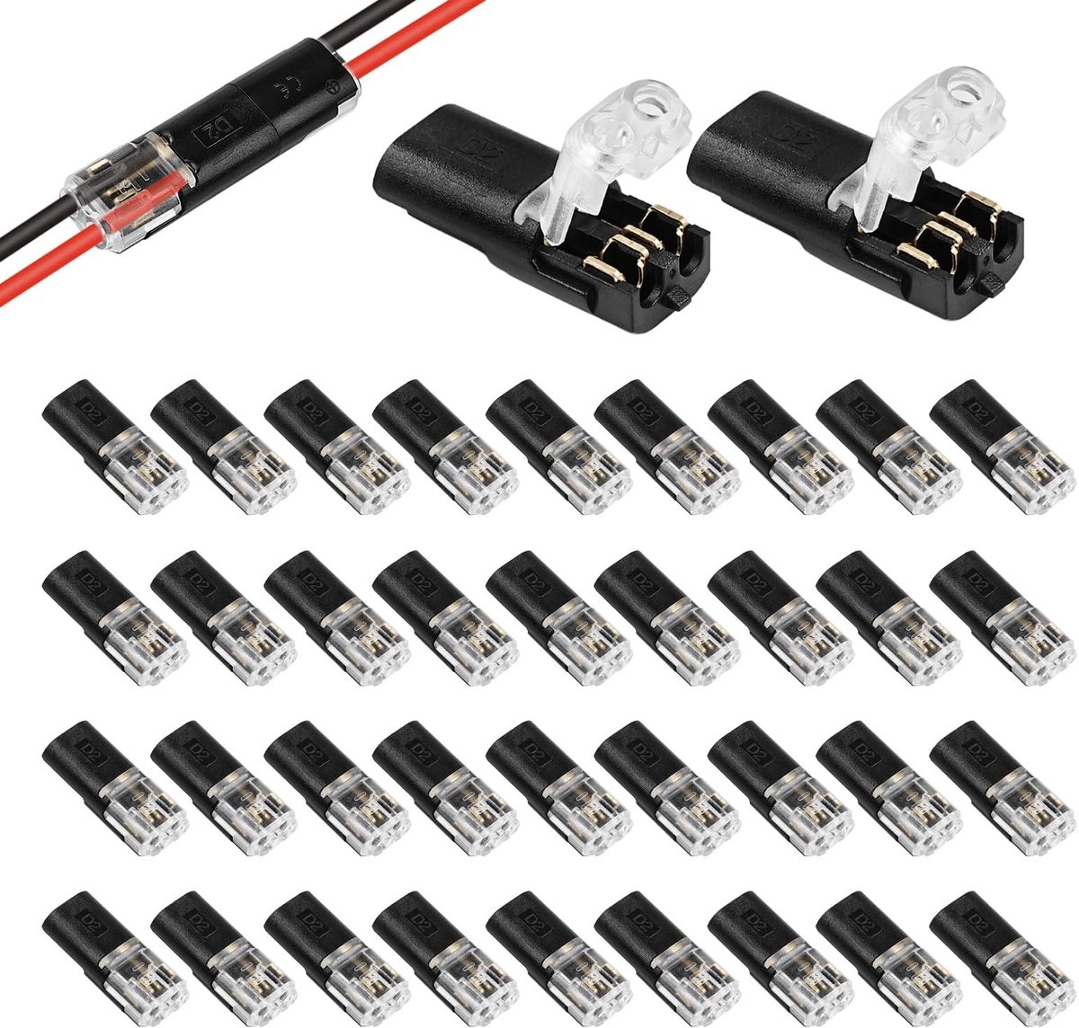 Solidchoice - Pack van 40 Waterdichte 2-Pin Kabelconnectoren