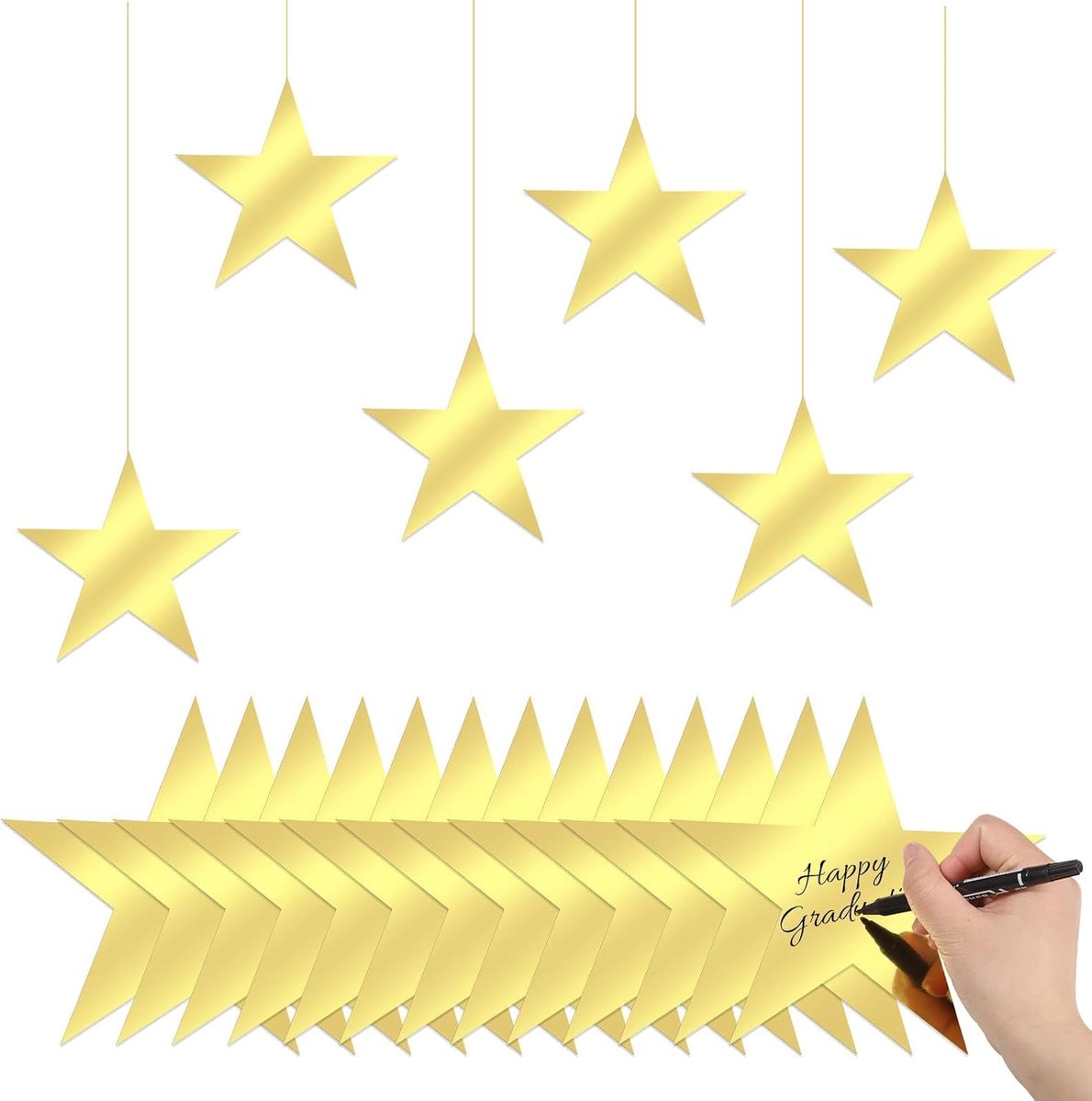 Sterren papier cut-outs 6 inch - glitter sterren decoratie - 40 stuks - perfect voor feestelijke gelegenheden - ShopVlot