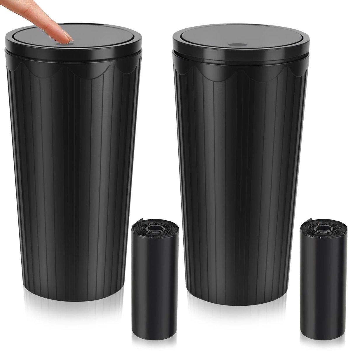 Solidchoice - Set van 2 Draagbare Vuilnisemmers met Deksel