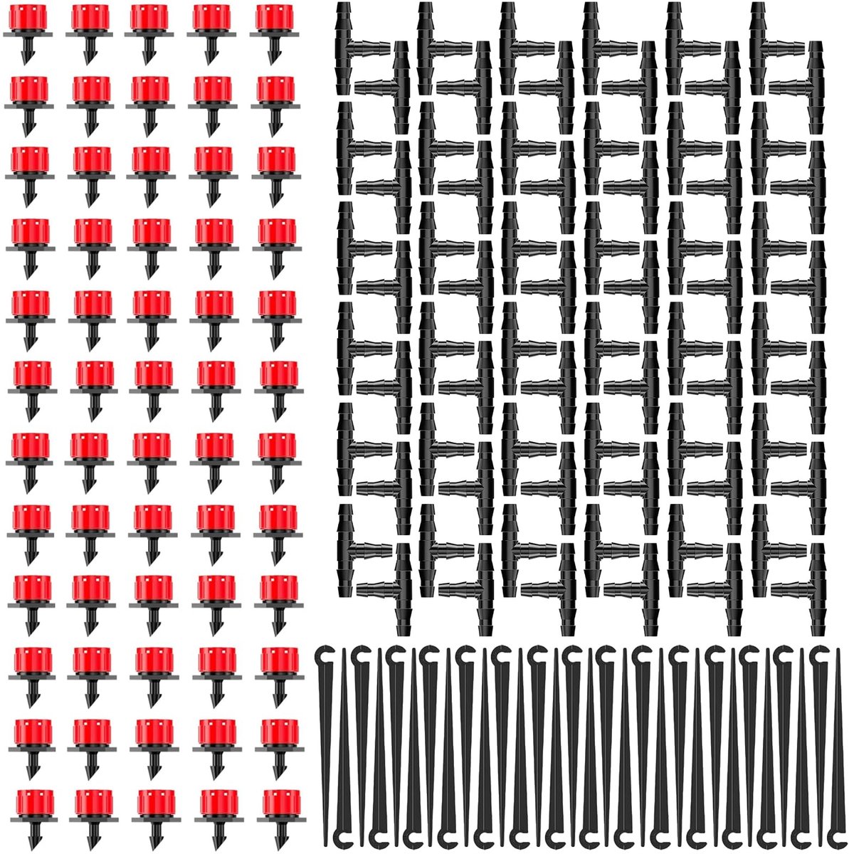 SnelShoppen - 180-delige automatische druppelbewateringsset met verstelbare microdruppelaars, T-stuk voor 4/7 mm slangen, waterbesparende irrigatie vo