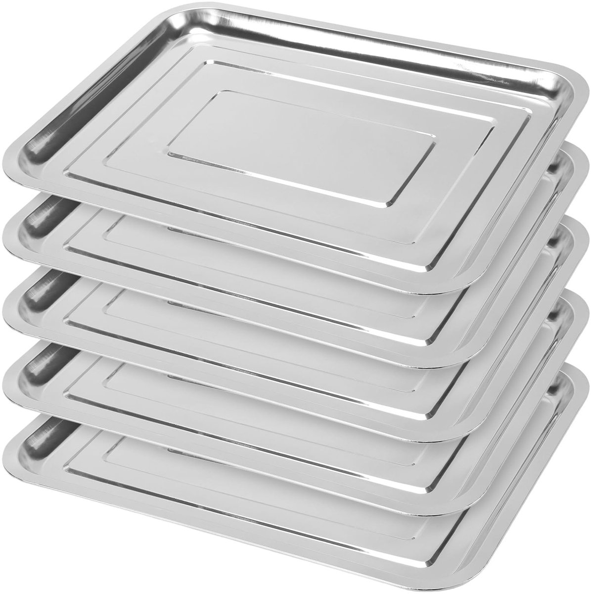 Solidchoice - Set van 5 RVS Serveerplaten 40x30x2cm voor Catering
