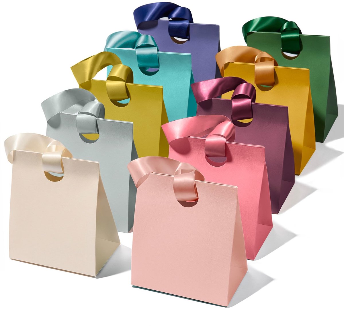 Solidchoice - Set van 10 Elegante Papieren Geschenkzakjes met Lintgrepen