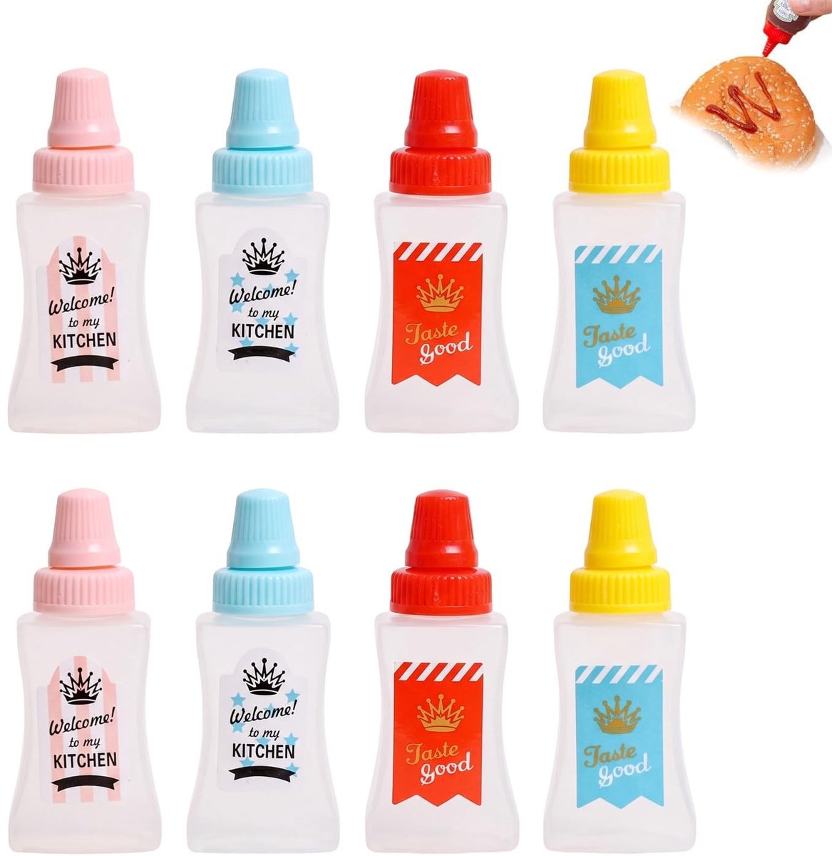 Solidchoice - Set van 8 Mini Saucebottles voor Lunchbox en Picknick