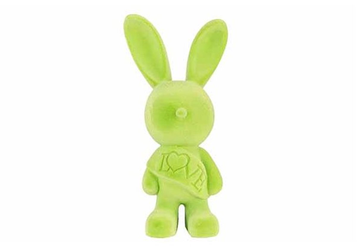Konijn Flocked Groen 17x11xh35cm Kunstst Of