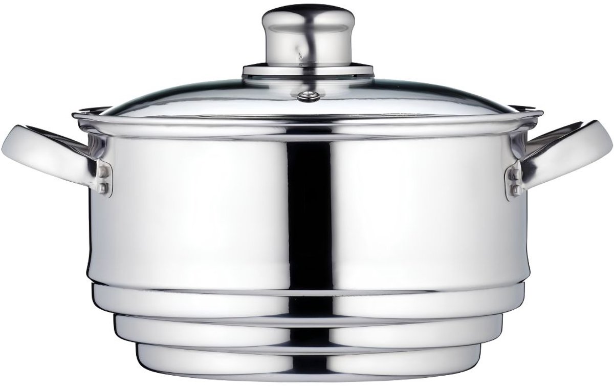 VALI® Stoompan - Stoompan Inductie - Stoomkoker - Zilver - 20cm x 20cm x 12cm