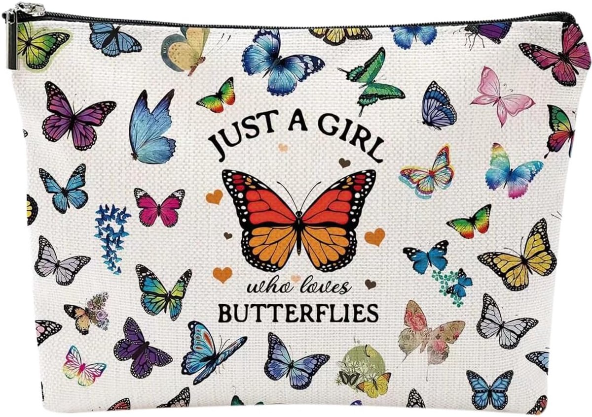 Toiletry Bags, 1 Piece Butterfly Makeup Bag Travel Makeup Bag for Women with Zipper Portable Cosmetic Storage - ShopVlot