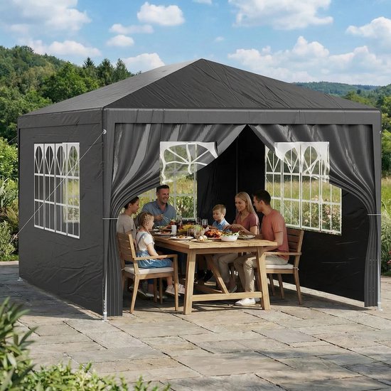 Atlasyx partytent - Tent - Luifel - Partytent 3x4 - Tuinpaviljoen - Terrasoverkapping - Waterdicht - 3 × 4 × 2 m - Zwart — afbeelding 2