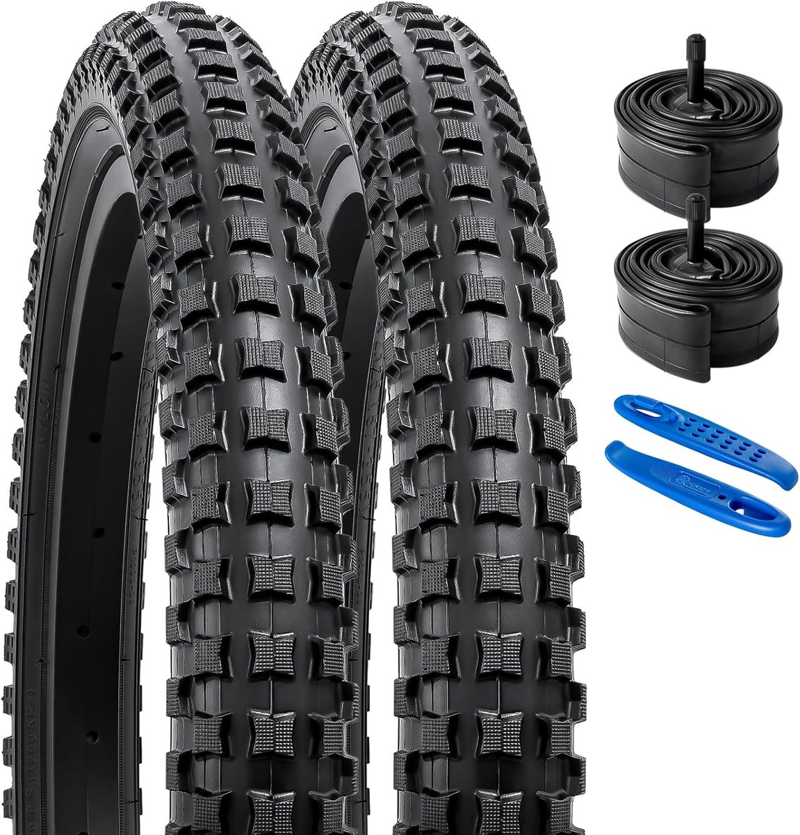 YUNSCM 2-PCS 20-inch Mountain Bicycle Tires 20x2.35/58-406 and 20-inch Heavy Duty Inner Tube Schrader Valve Compatible - ShopVlot