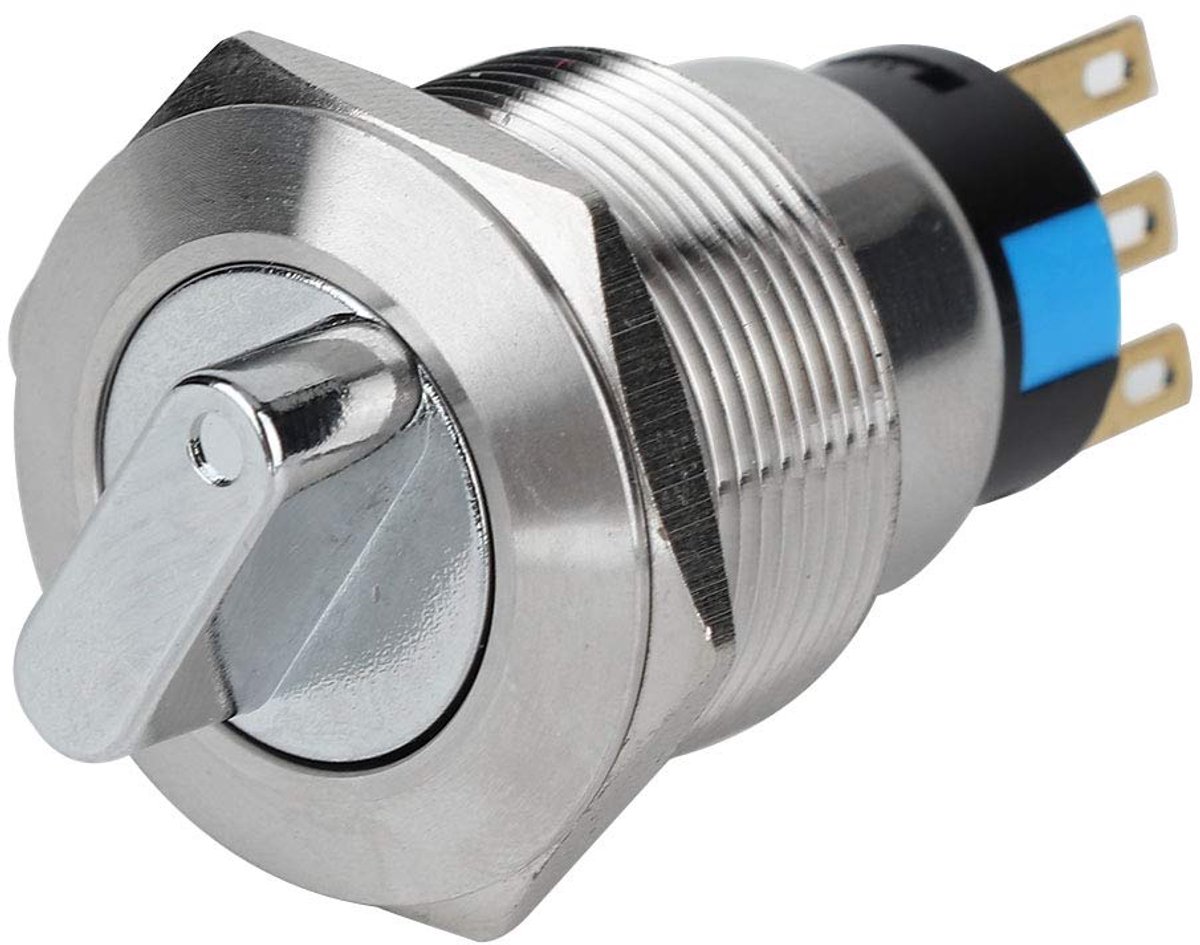 Rotary switch 19mm - roestvrij staal - 3 positie 2NO 2NC - waterdichte schakelaar voor betrouwbare bediening - ShopVlot