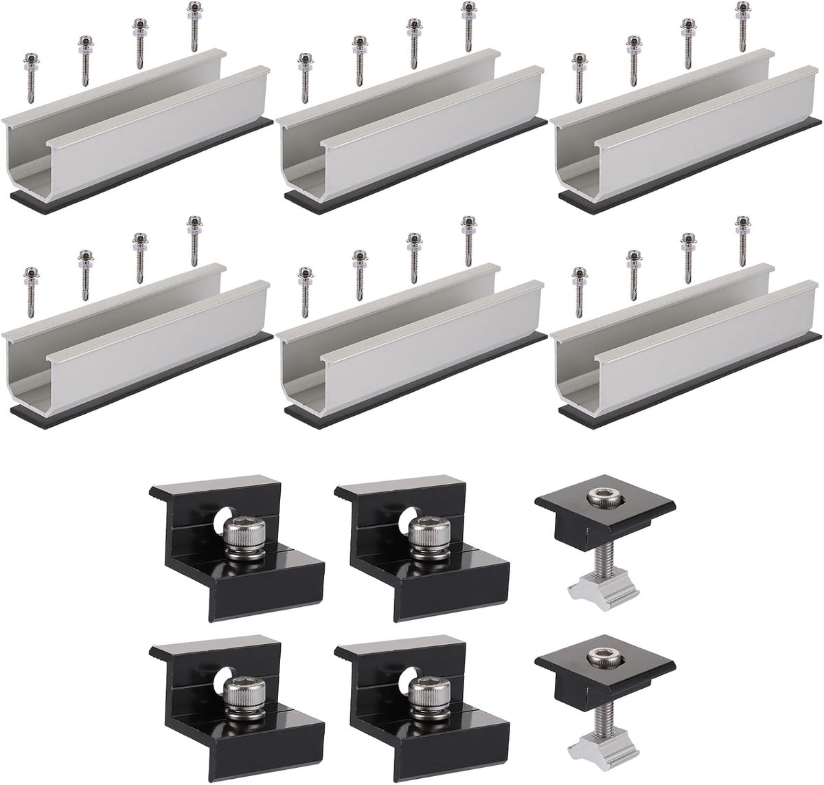 Solar panel houder set 12cm - aluminium profiel - zwart geanodiseerd - eenvoudig te installeren - ShopVlot