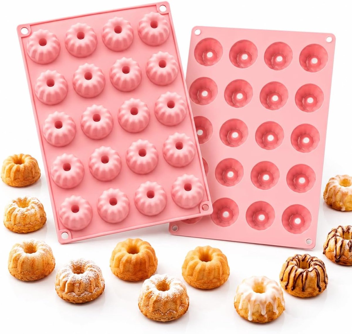 mini gugelhupvorm 20 uitsparingen - siliconen - anti-aanbaklaag - perfect voor heteluchtfriteuse - ShopVlot