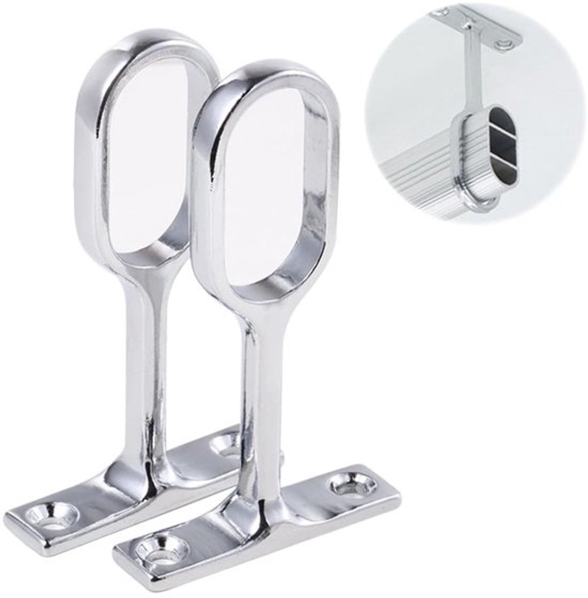 Kaststanghouder - Plafondhouder - Ronde Buishouder - Kledingstang - 16 mm - 2 Stuks - Roestvrij Staal - Garderobestang