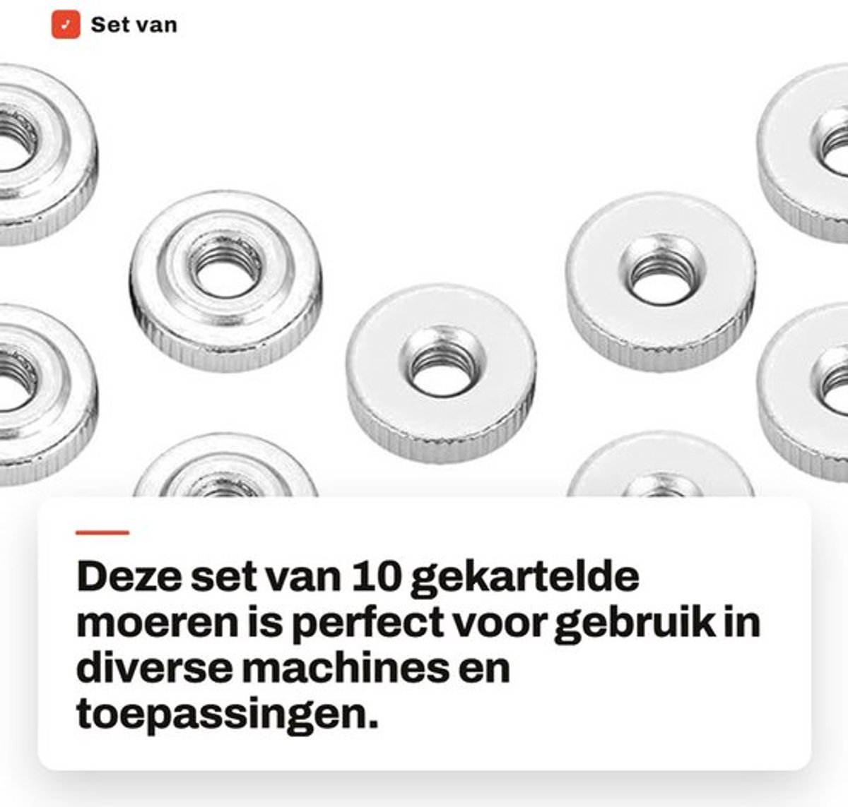 Gekartelde Moer M4/M5/M6/M8/M10 - 10 Stuks - Koolstofstaal - Bevestigingsmateriaal - Oxidatieweerstand - Voor productiemachines - Moeren