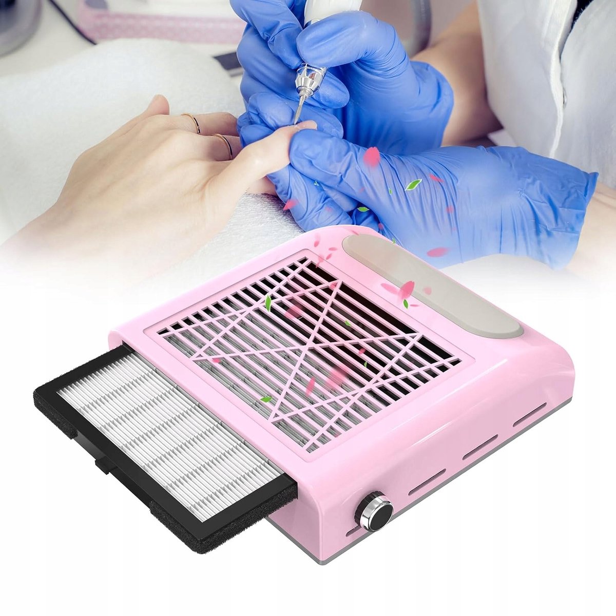 Nagelstofzuiger - Stofzuiger Manicure - 80W - 2 Snelheden - Afneembaar Filter - Zeer Efficiënte Warmteafvoer - Voor Thuis en Salon - Roze