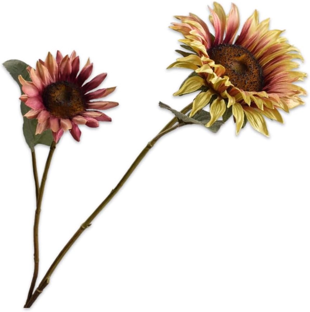 Kunstbloem zonnebloem tak 75 cm - zijde - rood-geel - perfect voor decoratie - ShopVlot