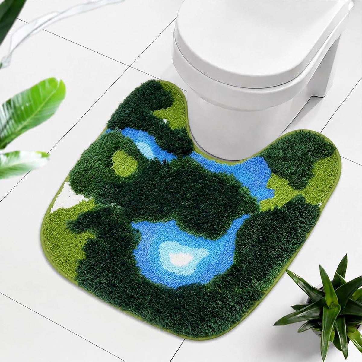 Toilet badmat 50x50cm - mosgroen microvezel - extra dik en zacht - absorberend en antislip - ShopVlot