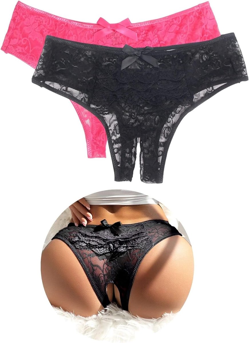 Damesondergoed Plus Size 4XL - Zwart-Roze - Comfortabel - Ideaal voor dagelijks gebruik - ShopVlot