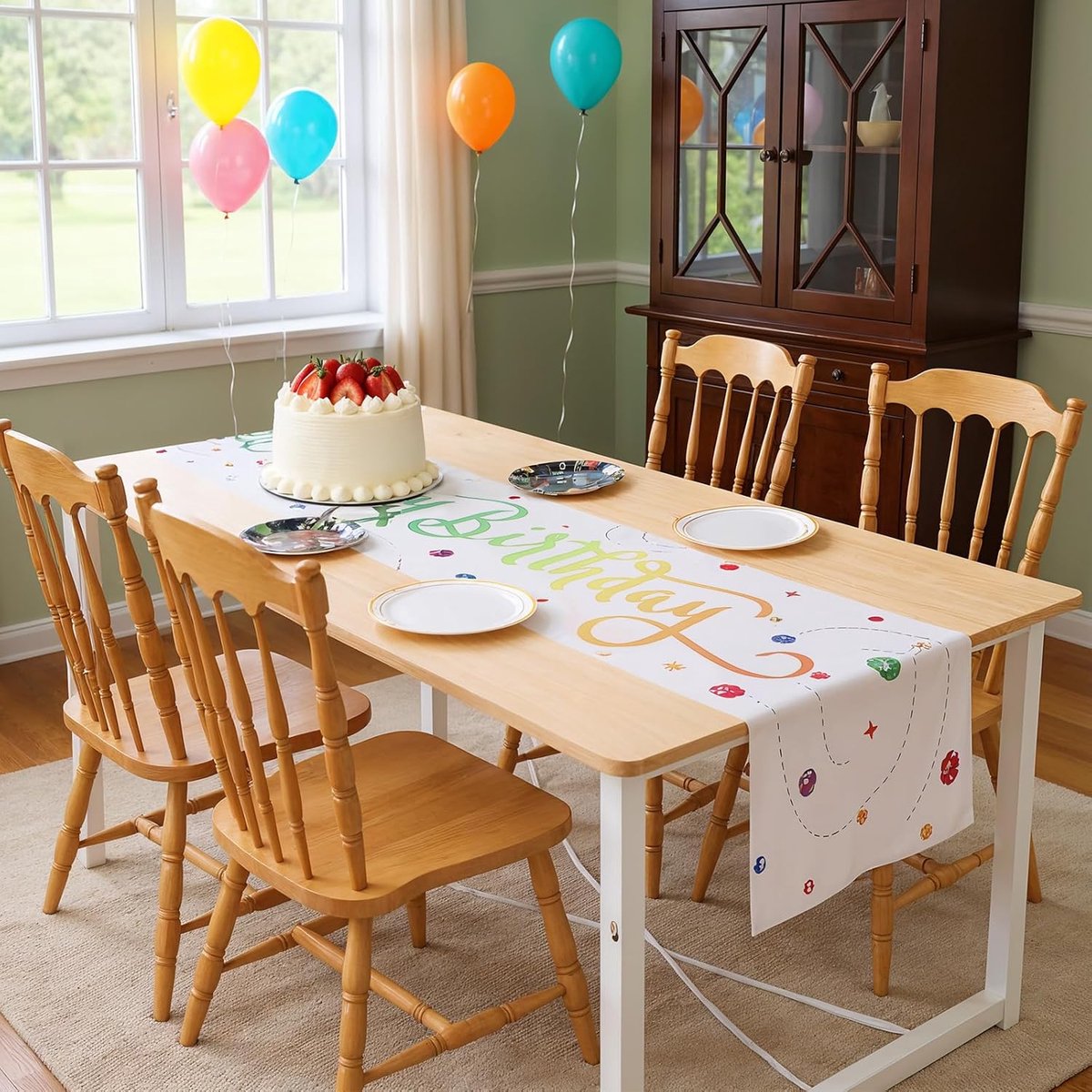 Tafelloper - Kleurrijk Verloop - 183 x 33 cm - Verjaardag Decoratie - Happy Birthday - Kinderen - Meisjes - Jongens