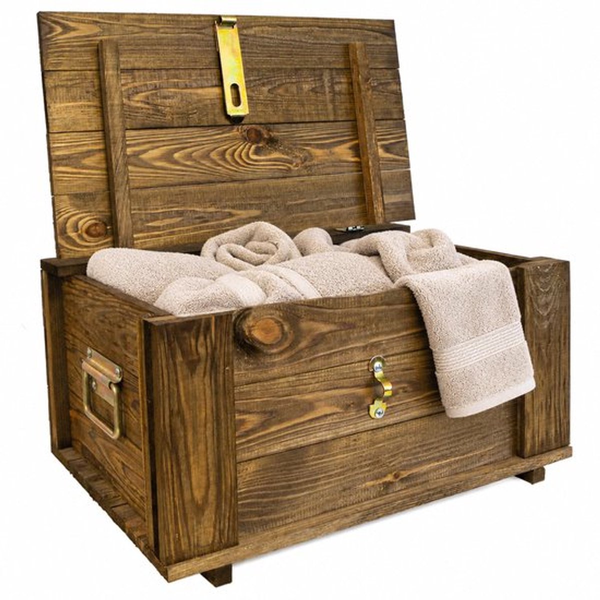 Opbergdoos Houten Kist met Deksel - Speelgoedkist - Opbergkist - Decoratieve Box - Compact - Massief Hout