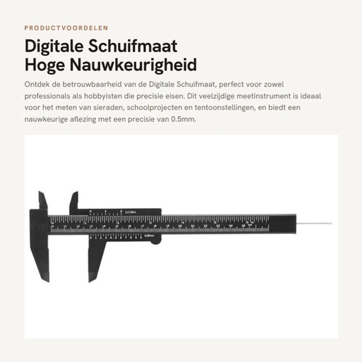 Schuifmaat 150mm Hoge Nauwkeurigheid - Digitale Meetinstrument - Kunststof - Binnen-/Buiten-/Dieptemeting - Lichtgewicht - 0,05mm Precisie - Meetlat