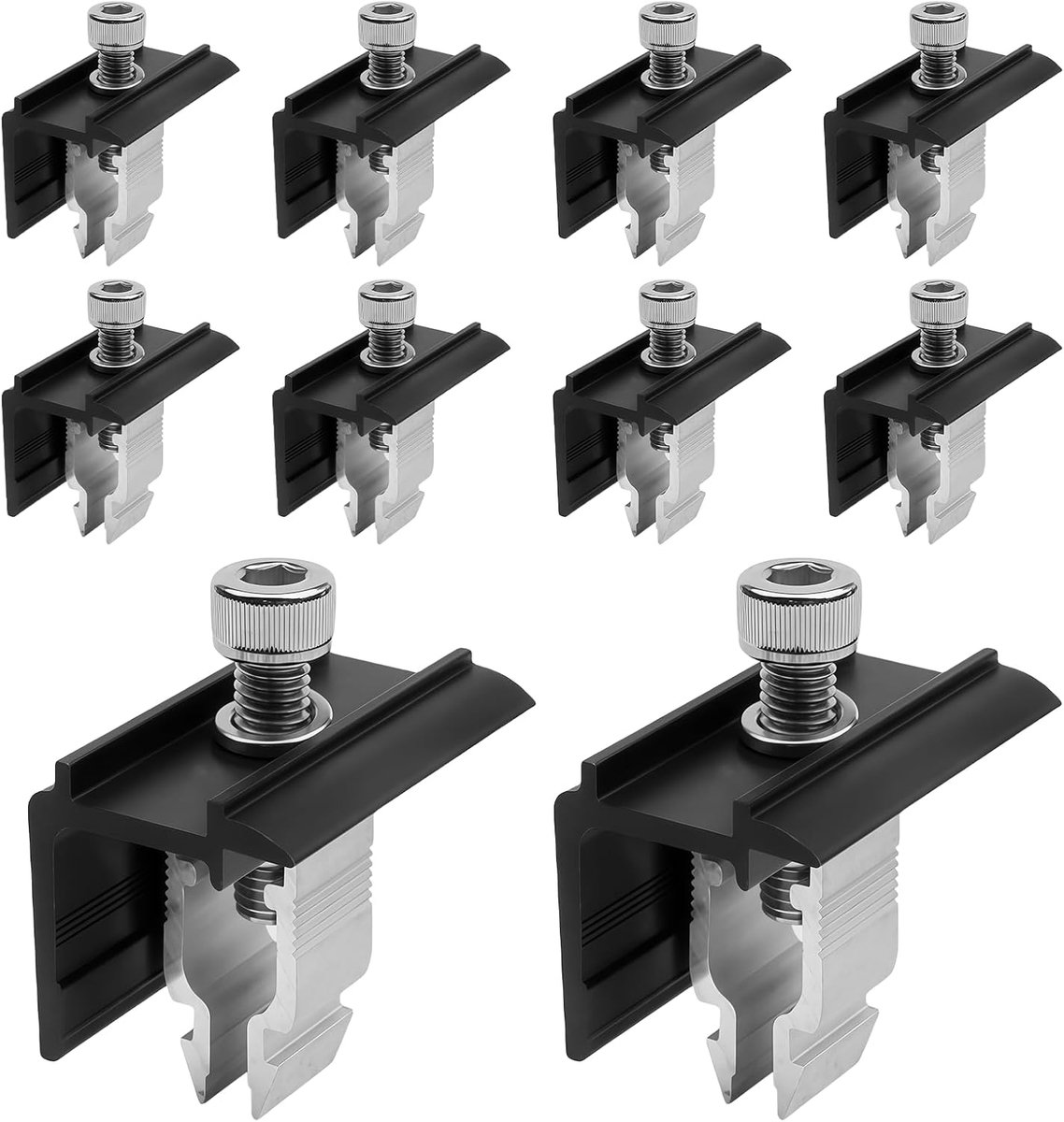 Solar panel houder eindklem set van 10 - 30mm verstelbaar - zwart aluminium - voor stevige bevestiging - ShopVlot