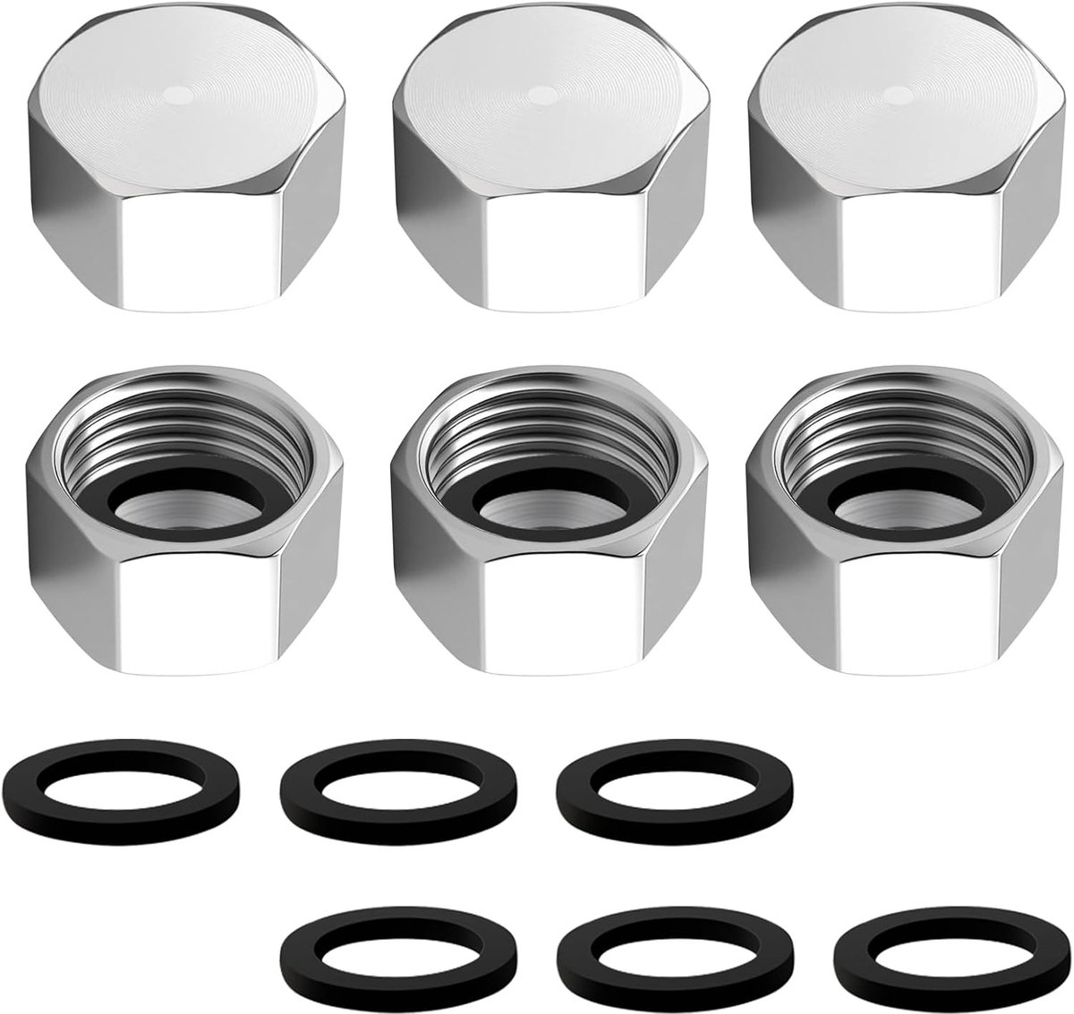 Blind plugs 1 inch - roestvrij staal - met rubberen afdichtingen - betrouwbare afdichting voor water en gas - ShopVlot