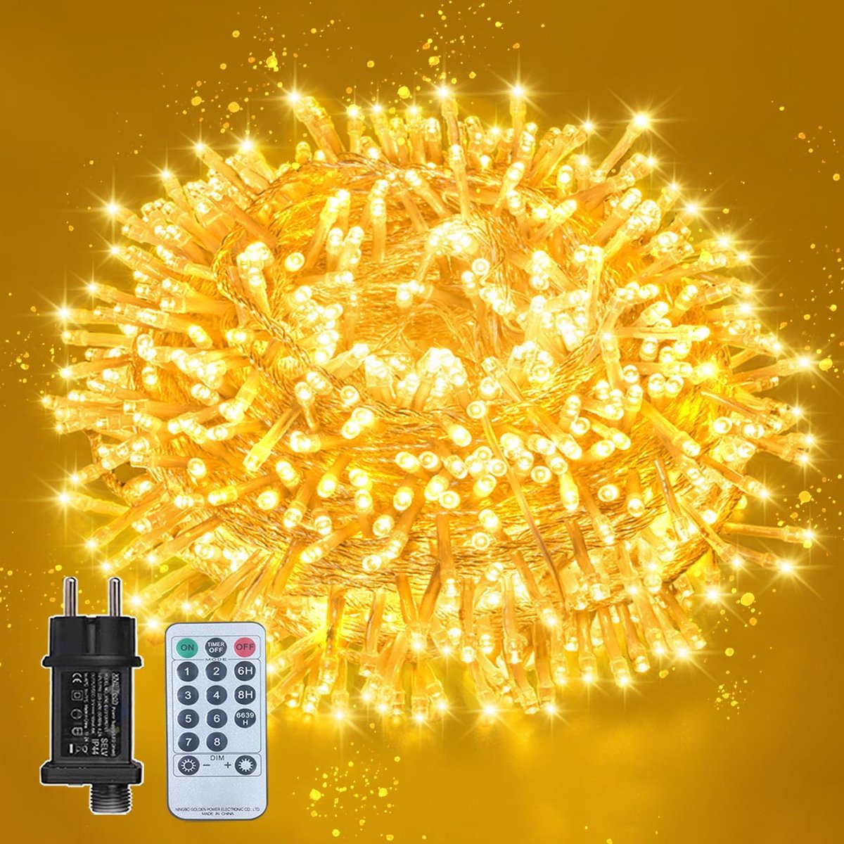LED lichtsnoer 24 m - 200 warm witte LEDs - met afstandsbediening en timer - ideaal voor kerst en feesten - ShopVlot