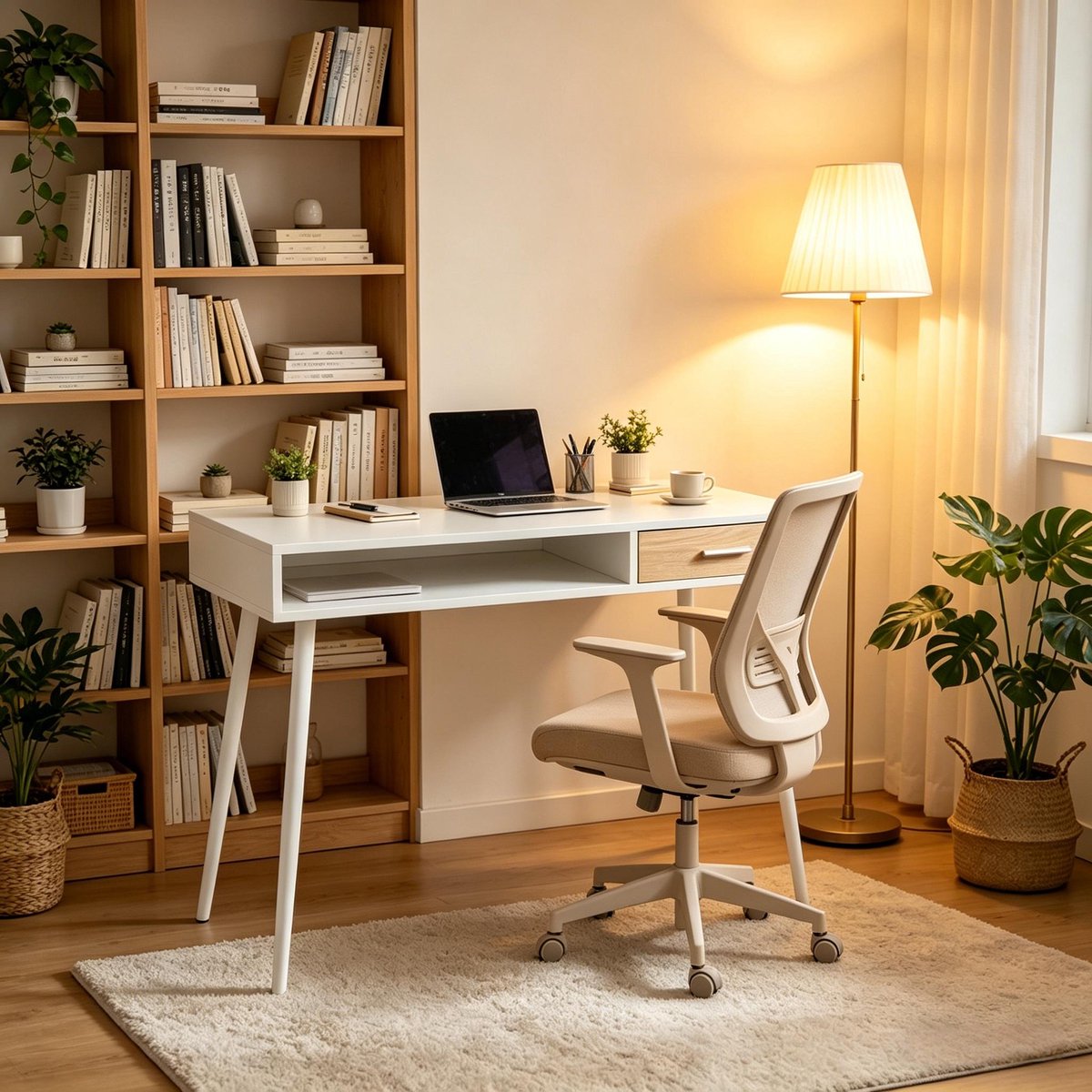 Bureau Wit Met Laden - Computerbureau Met Opbergruimte - Thuiswerkbureau Gaming Bureau Schrijftafel Voor Kantoor En Slaapkamer