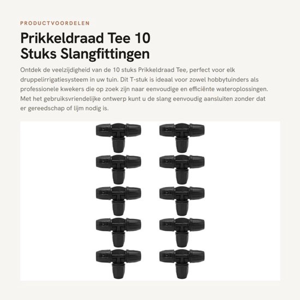 Prikkeldraad Tee 10 Stuks - 8/11 Pijpconnector - Vergrendelbare Slangfittingen - T-stuk - Waterleidingaansluitingen - Eenvoudig te installeren - Slangconnector