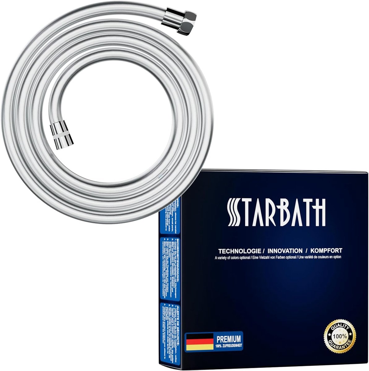 Doucheslang 250 cm - PVC met anti-draai messing aansluitingen - Flexibel en lekvrij - Ideaal voor vervanging - ShopVlot