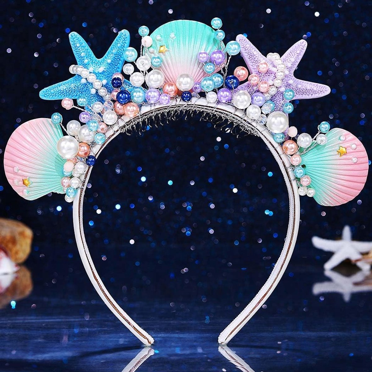 Zeemeermin haarband - stervormig - parel en schelp - elegante accessoires voor vrouwen - ShopVlot