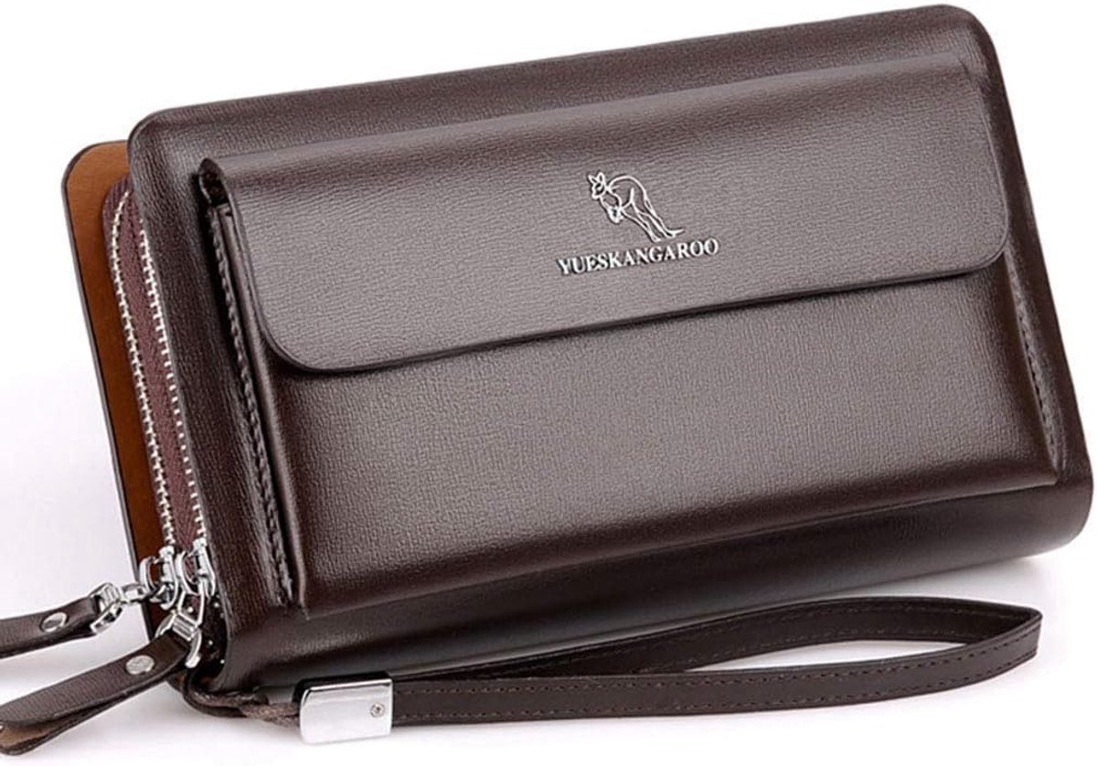 Leren Clutch Tas voor Mannen - Grote Capaciteit - Met Rits en Polsband - Ideaal voor Dagelijks Gebruik - ShopVlot