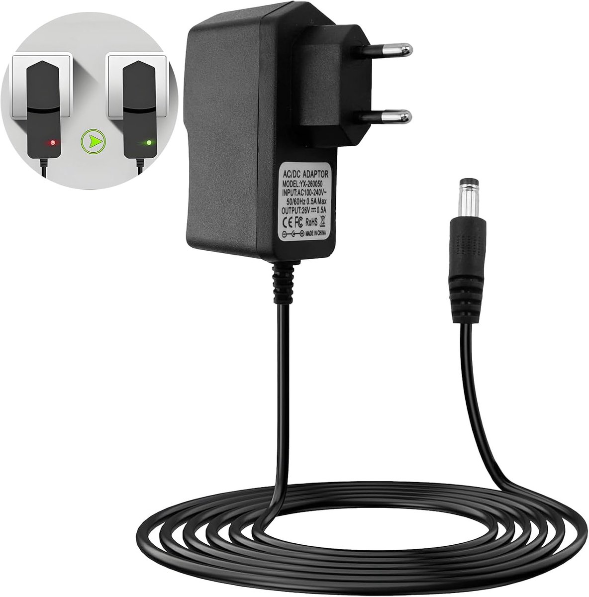Oplader 26V voor Hoover H-Free 100 200 500 700 800 - Power Supply - Kabel 1.8 m - Efficiënte oplaadcapaciteit - ShopVlot