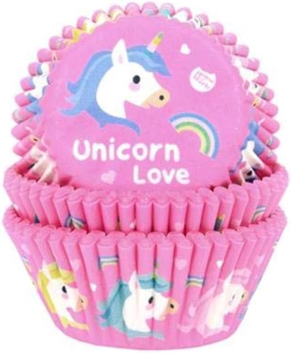 Caissettes voor cupcakes 50 stuks - eenhoorn patroon - hittebestendig tot 220°C - perfect voor feestjes - ShopVlot