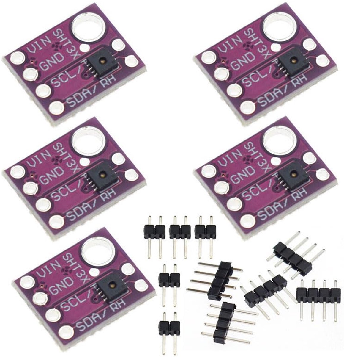 Temperatuur- en vochtigheidssensor - set van 5 - breakout weermodules - nauwkeurige metingen voor weerstations - ShopVlot